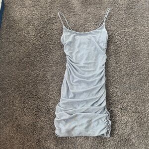 Elegant Silver/Icy Blue Ruched Dress